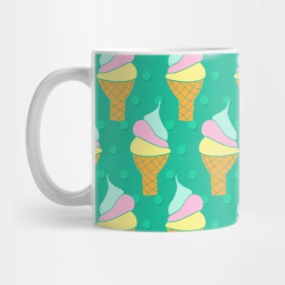 Soft Ice Cream Cones on Green Polka Dots Mug